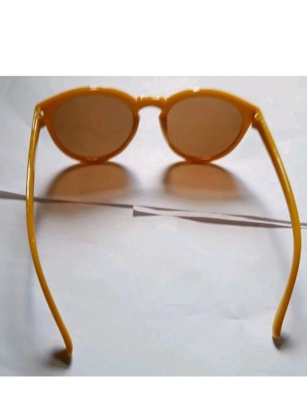 Sun Cruiser Women's Round Sunglasses Yellow Plastic Frame Brown Tinted Lenses